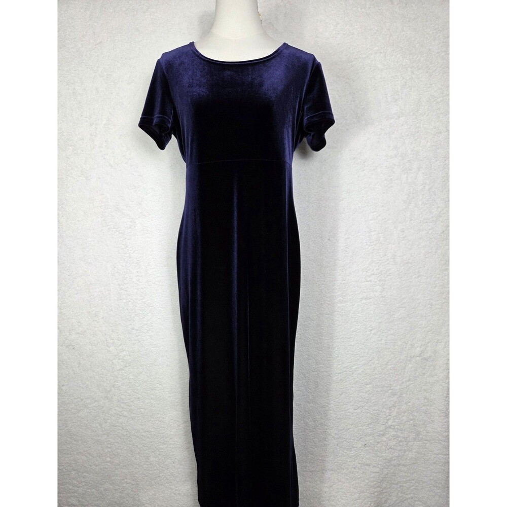 Vtg Kathie Lee Collection Dress Womens Small Purple Velvet‎ Maxi Evening 90s